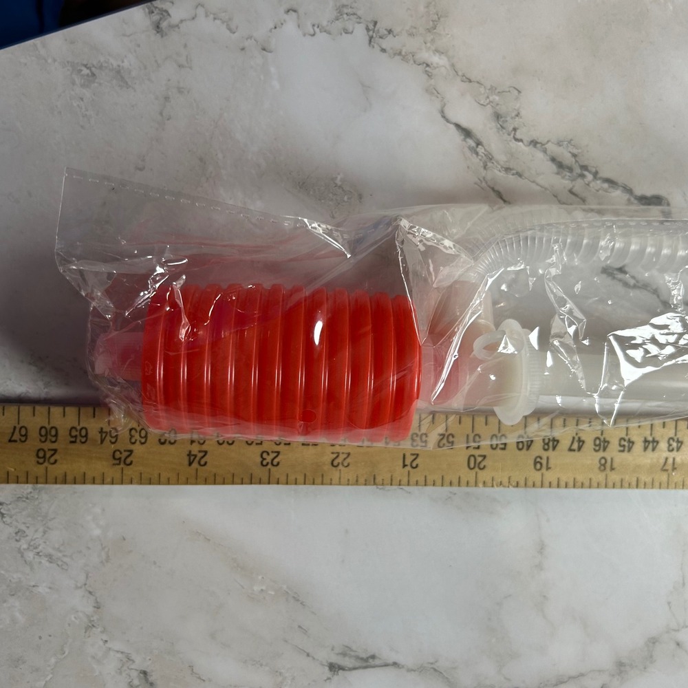Manual Siphon Pump Hand Operated Liquid Fuel Gas Water Transfer Tool Red Clear